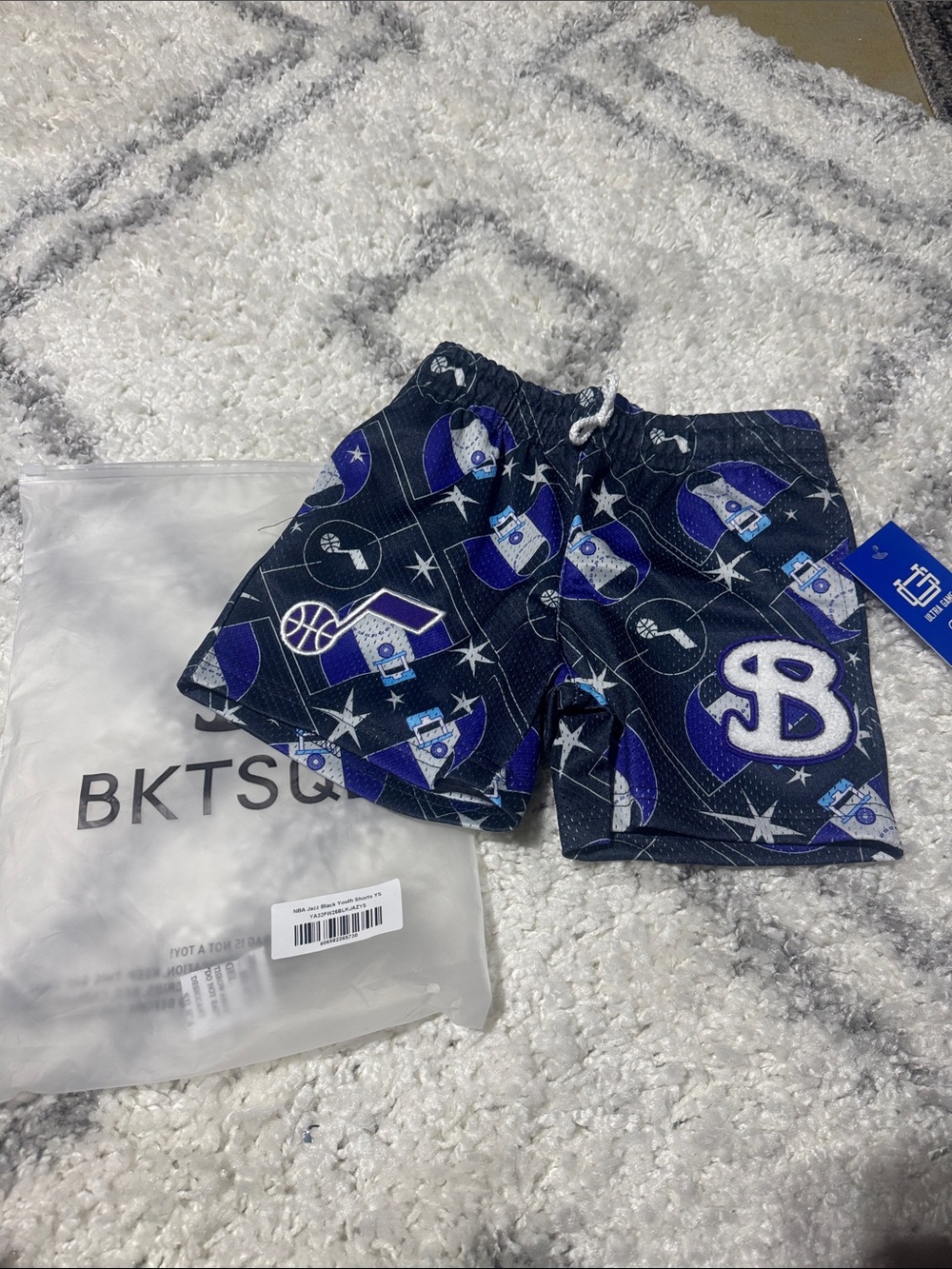 Bucketsquad bktsqd Kids' Utah jazz Navy & Purple Athletic Shorts youth small